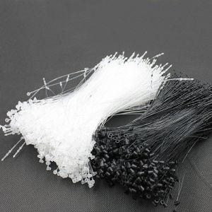 500pcs Loop Pin 3/5/7/9 Inch Transparent White or Black Loop Locks Plastic Snap Lock Jewelry Shoes String Hang Tag Seal Pins Security Tag Label Tags Fasteners Garments Accessories